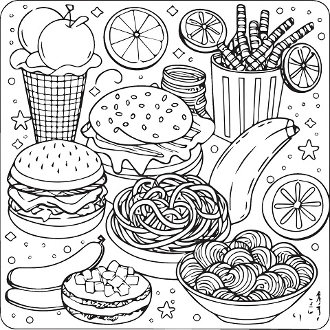 60+ Food Coloring Pages - Download and Printable Free