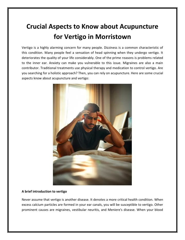 PPT - Crucial Aspects to Know about Acupuncture for Vertigo in Morristown PowerPoint Presentation - ID:13673757