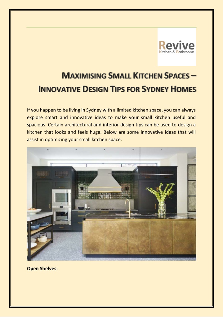 PPT - MAXIMISING SMALL KITCHEN SPACES – INNOVATIVE DESIGN TIPS FOR SYDNEY HOMES PowerPoint Presentation - ID:13727584