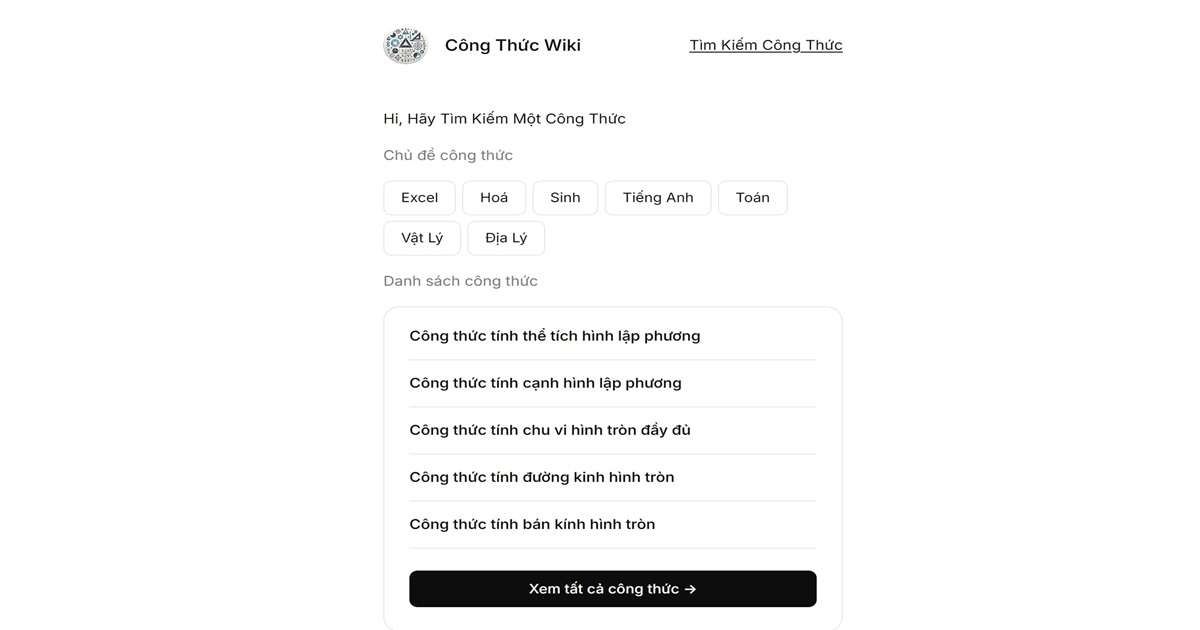 Công Thức Wiki Hi Hãy Tìm Kiếm Một Công Thức