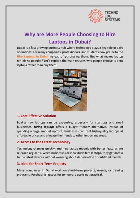 Why are More People Choosing to Hire Laptops in Dubai? | PDF